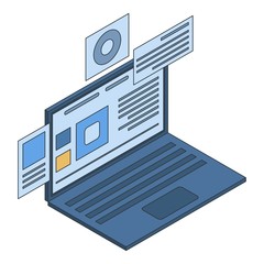 Poster - Modern business laptop icon. Isometric of modern business laptop vector icon for web design isolated on white background