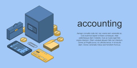 Poster - Accounting concept banner. Isometric illustration of accounting vector concept banner for web design