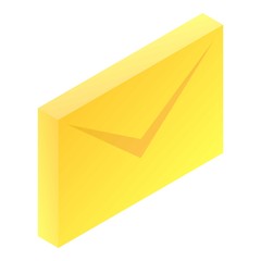 Poster - Yellow mail icon. Isometric of yellow mail vector icon for web design isolated on white background