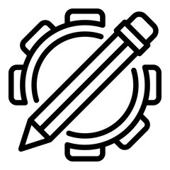 Poster - Pencil gear system icon. Outline pencil gear system vector icon for web design isolated on white background