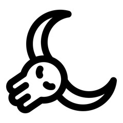 Sticker - Bull skull icon. Outline bull skull vector icon for web design isolated on white background