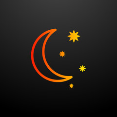Aufkleber - crescent moon and stars nolan icon. Elements of science set. Simple icon for websites, web design, mobile app, info graphics