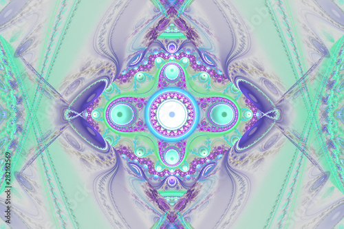 White and colorful wallpaper cover background Geometric fractal shape can ill...