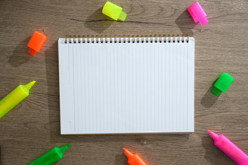Poster - book and blank screen phone  flat lay