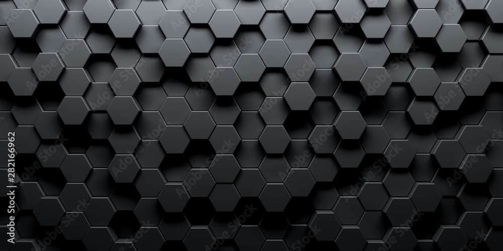Dark hexagon wallpaper or background - obrazy, fototapety, plakaty 