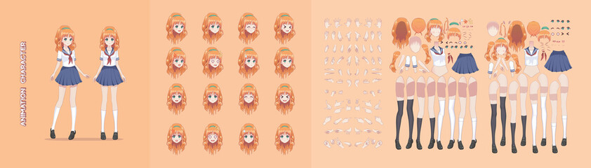 Anime manga girl character animation motion design