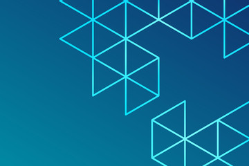 Wall Mural - abstract triangle hexagon pattern blue color background, copy space composition, exhibition concept.