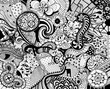 Hand drawn black and white abstract doodle sketch drawing