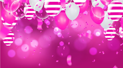 Happy Birthday Greeting Card with balloons on abstract background with light effect