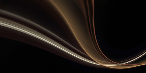 abstract golden brown wave on a black background
