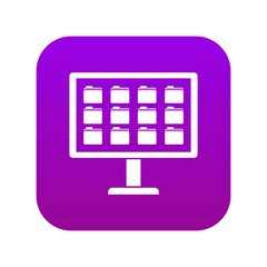 Poster - Desktop of computer with folders icon digital purple for any design isolated on white vector illustration