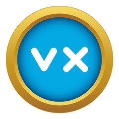 Poster - Fat tick and cross icon blue vector isolated on white background for any design