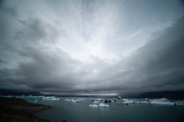 Poster - Fragments of iceberg in sea water. Iceland north sea