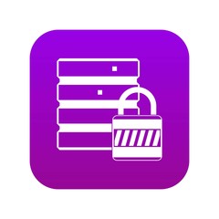 Poster - Database with padlock icon digital purple for any design isolated on white vector illustration