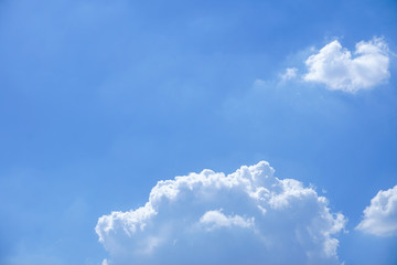 Clear blue sky with white cloud background in sunshine day