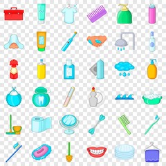 Wall Mural - Washing icons set. Cartoon style of 36 washing vector icons for web for any design