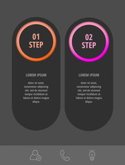 Vector infographic black template circles for two paper label, diagram, graph, presentation. Business concept with 2 options. Blank space for content, step for step, timeline, workflow, marketing