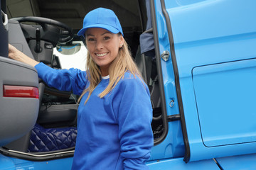 Wall Mural - smiling truck driver woman