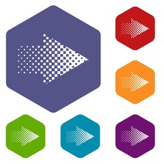 Poster - Halftone rigth arrow icon in simple style isolated on white background
