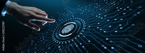 Cuadros en Lienzo Fingerprint scan provides security access with biometrics identification