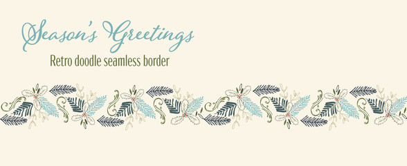 Vector winter foliage seamless border holiday seasons greetings.