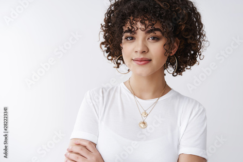 Close Up Stylish Attractive Satisfied Female Young Start Up
