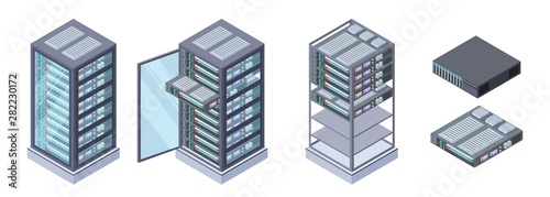 Cuadros en Lienzo Isometric servers, data storages vector