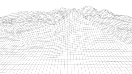 Abstract wireframe background.3D grid technology illustration landscape.