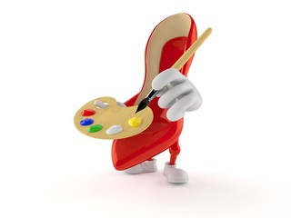 Poster - High heels character holding paintbrush and paint palette