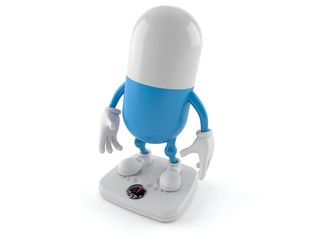 Poster - Pill character standing on weight scale