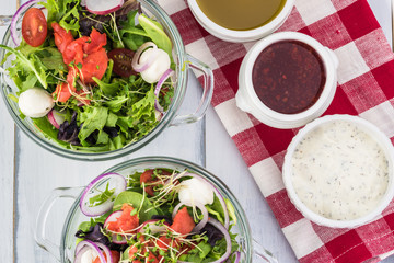 Wall Mural - Bowl of salad with smocked salmon.