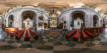  Full Seamless Spherical Hdri Panorama 360 Degrees Angle View Inside Of Interior Baroque Catholic Church Of Saint Trinity In Equirectangular Projection, Ready AR VR Content