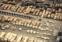 Aerial View Of Wood At Sawmill