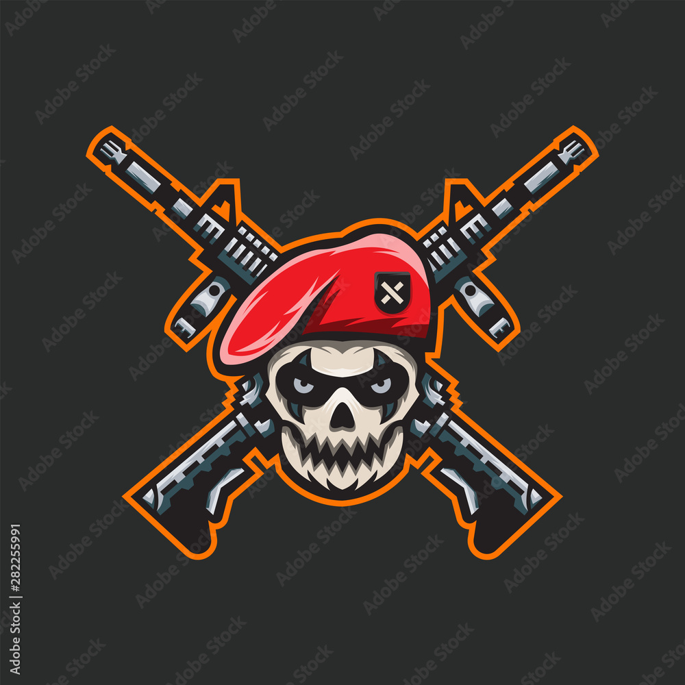 Skull Army Major Military With Gun Mascot Logo Concept Vector Illustration  Cartoon. Suitable For Logo, Wallpaper, Banner, Background, Card, Book  Illustration, T-Shirt Design, Sticker, Cover, etc Stock Vector | Adobe Stock, image size:1000x1000