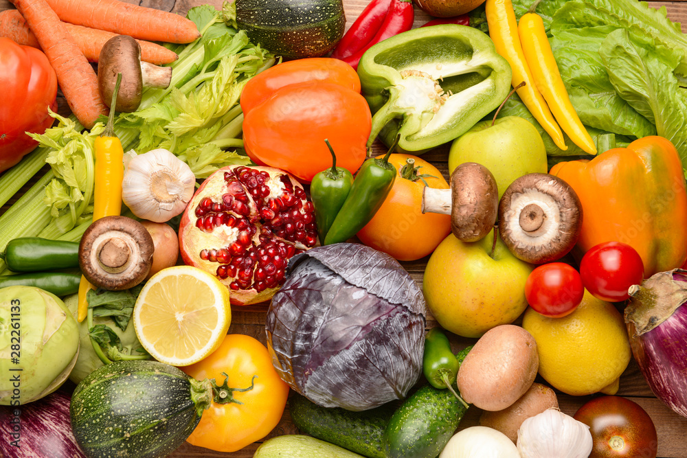 Assortment of fresh vegetables, top view