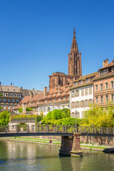 Wall Mural - Cityscape of Strasbourg with the Cathedrale Note Dame, France