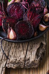 Wall Mural - Homegrown roasted beets and garlic, plant based food, local produce