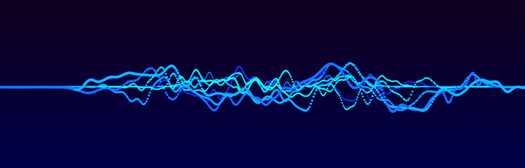 Sound wave element. Abstract blue digital equalizer. Big data visualization. Dynamic light flow. 3d rendering.