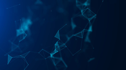 Poster - Abstract blue digital background. Big data visualization. Science background. Big data complex with compounds. Lines plexus.