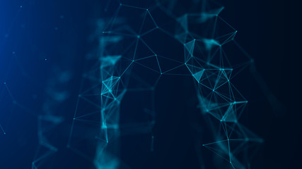 Poster - Abstract blue digital background. Big data visualization. Science background. Big data complex with compounds. Lines plexus.