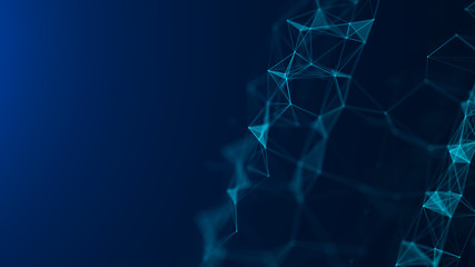 Poster - Abstract blue digital background. Big data visualization. Science background. Big data complex with compounds. Lines plexus.