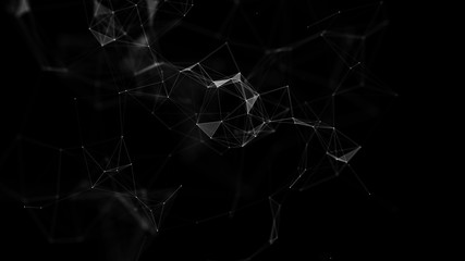 Poster - Abstract black digital background. Big data visualization. Science background. Big data complex with compounds. Lines plexus.