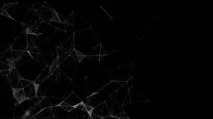 Poster - Abstract black digital background. Big data visualization. Science background. Big data complex with compounds. Lines plexus.