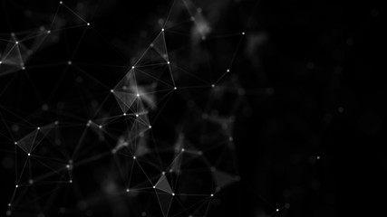 Poster - Abstract black digital background. Big data visualization. Science background. Big data complex with compounds. Lines plexus.
