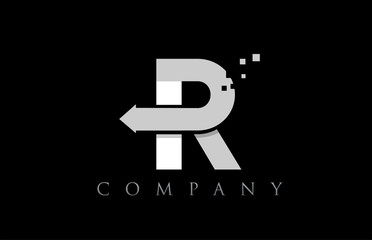 R white black alphabet letter logo company icon design