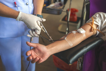 Wall Mural - blood donation picture with soft-focus and over light in the background