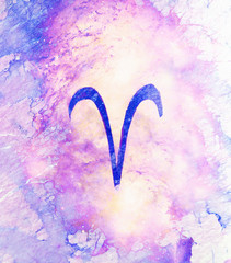 Papier Peint - Hand drawn horoscope astrology symbols, color background.