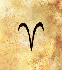 Fototapete - Hand drawn horoscope astrology symbols, sepia color.