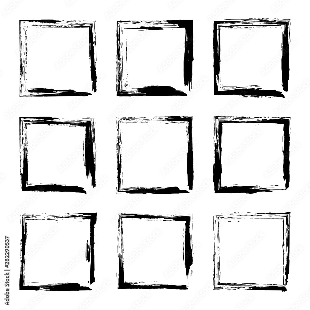 Set hand drawn square frame. Text box from smears. Vector Black stroke ...