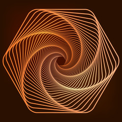 Poster - Swirling symbol. Optical illusion. Twisted hexagon. 3D wireframe abstract tunnel. Vector illustration.